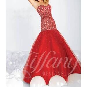 NEW TIFFANY DESIGNS women's prom dress in red